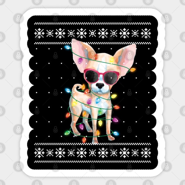 chihuahua christmas lights Sticker by Mitsue Kersting